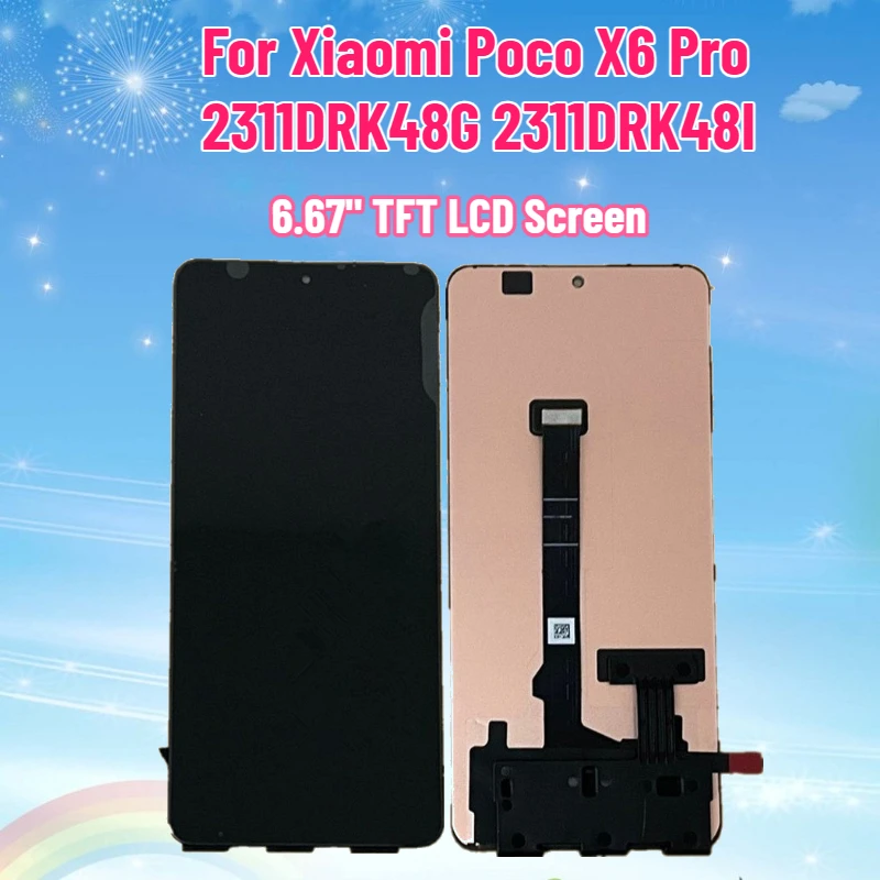 6,67-дюймовый TFT LCD экран для Xiaomi Poco X6 Pro 2311DRK48G 2311DRK48I, дисплейный модуль с тачскрином
6,67-дюймовый TFT LCD экран для Xiaomi Poco X6 Pro 2311DRK48G 2311DRK48I, дисплейный модуль с тачскрином