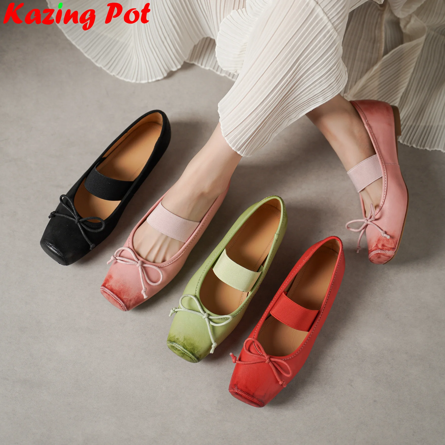 Krazing Pot Cow Leather Square Toe Butterfly-knot Summer Modern Footwear Ballet Dance Shoes Concise Shallow Brand Women Flats
Krazing Pot Cow Leather Square Toe Butterfly-knot Summer Modern Footwear Ballet Dance Shoes Concise Shallow Brand Women Flats