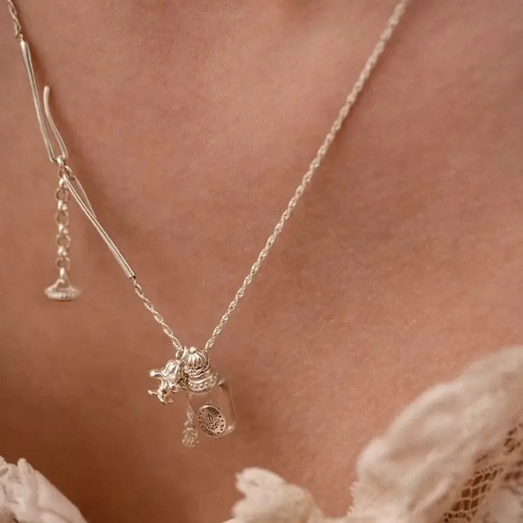 s925 silver retro transparent perfume bottle handmade tassel pendant necklace clavicle chain stacked pendant
s925 silver retro transparent perfume bottle handmade tassel pendant necklace clavicle chain stacked pendant