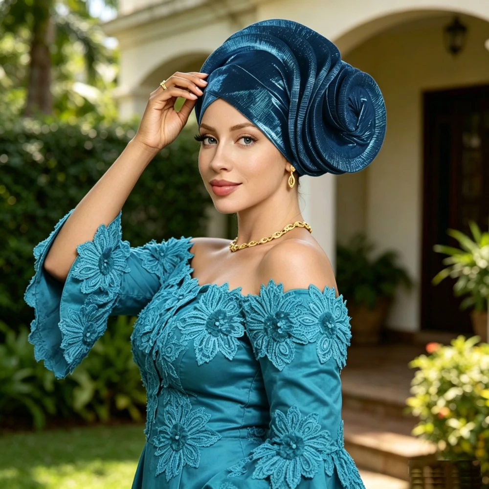 Shiny Auto Gele Headtie Women African Nigeria Turban Headwrap Wedding Party Headgear Ladies Headscarf Elegant Headwear Hat
Shiny Auto Gele Headtie Women African Nigeria Turban Headwrap Wedding Party Headgear Ladies Headscarf Elegant Headwear Hat