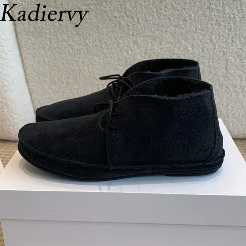 Winter Boots Woman Round Toe Lace Up Short Boots Wool Warm Shoes Women Cow Suede Flat Ankle Boots For Women Botas Mujer
Winter Boots Woman Round Toe Lace Up Short Boots Wool Warm Shoes Women Cow Suede Flat Ankle Boots For Women Botas Mujer