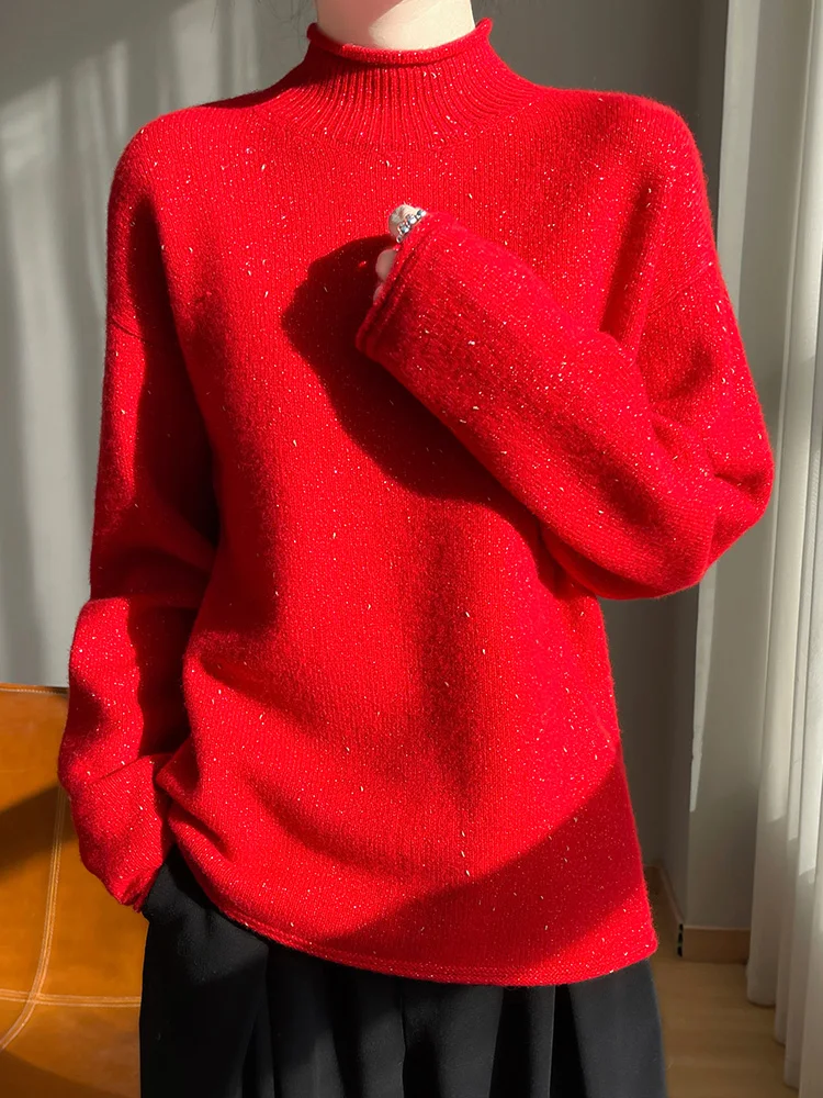 Женские китайские красные пуловеры с воротником-стойкой из 100% мериносовой шерсти, нежный модный теплый повседневный базовый мягкий свитер, топы
Женские китайские красные пуловеры с воротником-стойкой из 100% мериносовой шерсти, нежный модный теплый повседневный базовый мягкий свитер, топы
