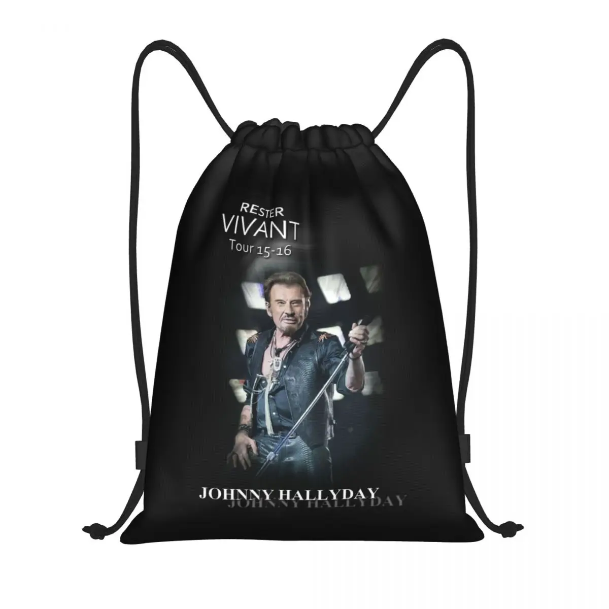 Johnny Hallyday Music Singer Drawstring Bag Women Men Portable Sports Gym Sackpack French Rock Training Backpacks
Johnny Hallyday Music Singer Drawstring Bag Women Men Portable Sports Gym Sackpack French Rock Training Backpacks