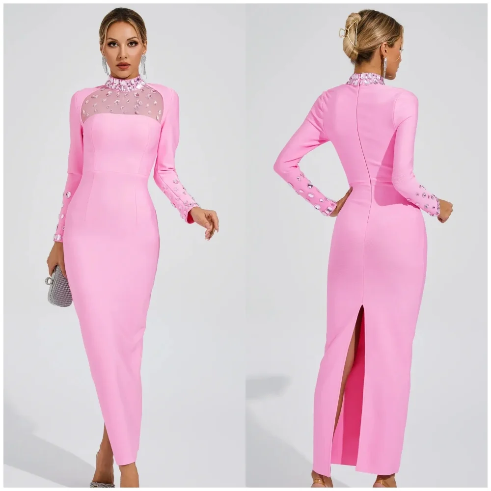 Customized Modern Style Classic Jersey Rhinestone Pleat Straight High Collar Ankle Length Dresses Bespoke Occasion Dresses Sexy
Customized Modern Style Classic Jersey Rhinestone Pleat Straight High Collar Ankle Length Dresses Bespoke Occasion Dresses Sexy