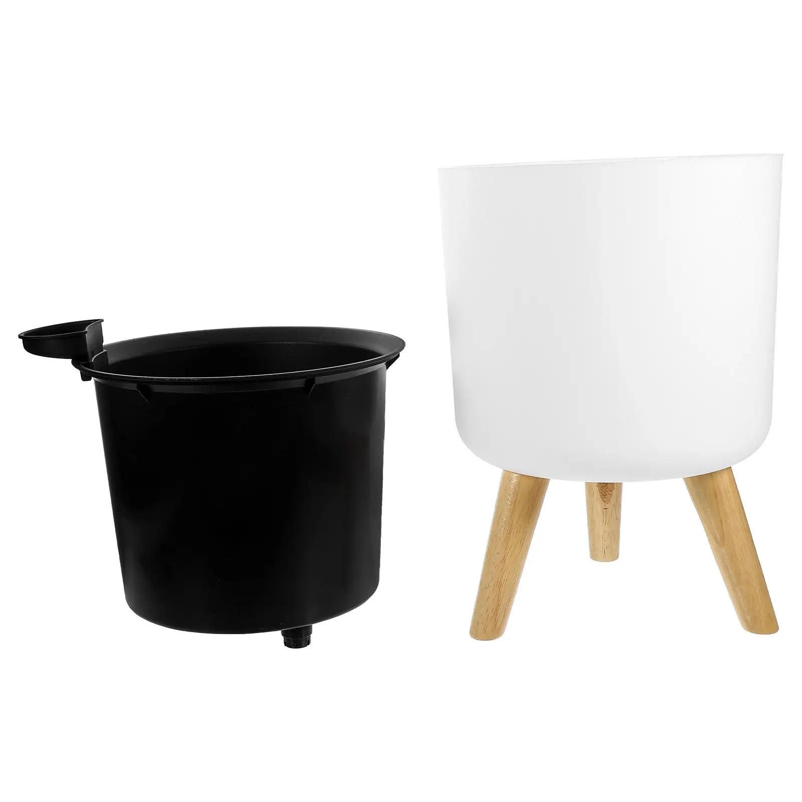 Modern Flower Pot Wood Legs 170x150mm White Plastic Planter for Bedroom Room Decor Reusable Indoor Plant
Modern Flower Pot Wood Legs 170x150mm White Plastic Planter for Bedroom Room Decor Reusable Indoor Plant