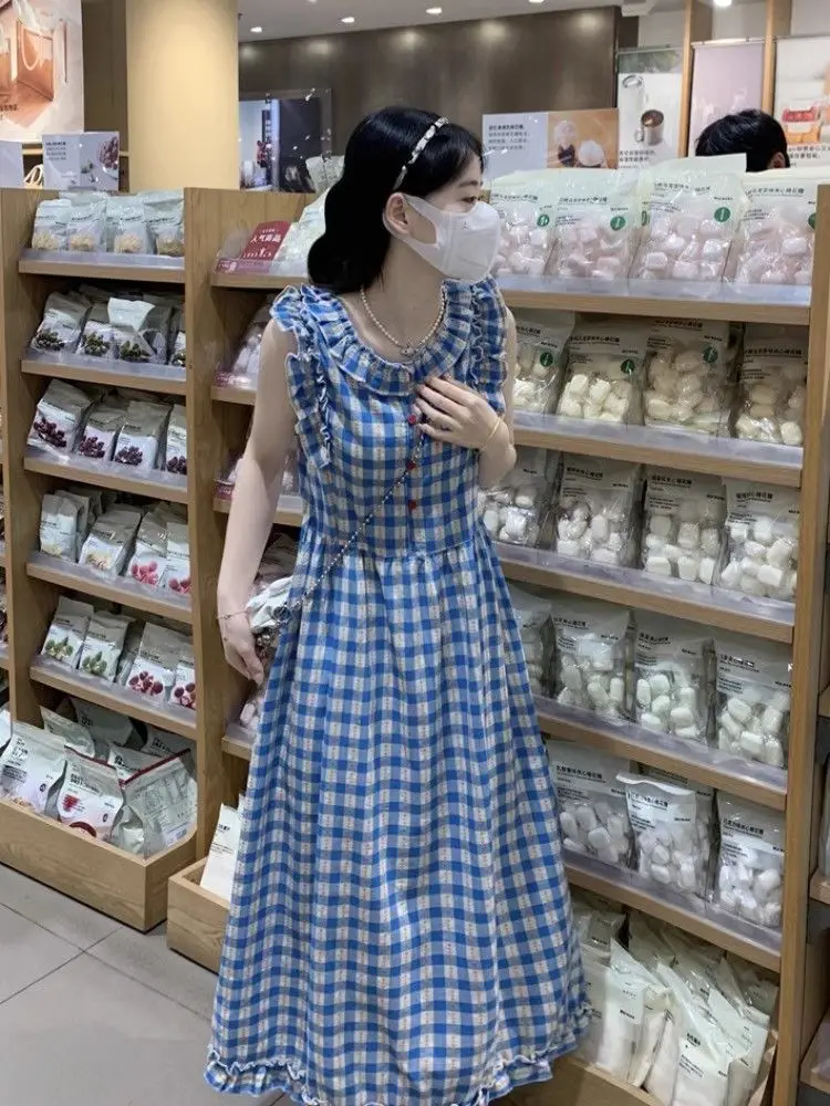 Kimotimo Vintage Plaid Ruffled Sleeveless Dress Women 2025 Summer Elegant Chic High Waist A-line Long Dresses Casual Party Robe
Kimotimo Vintage Plaid Ruffled Sleeveless Dress Women 2025 Summer Elegant Chic High Waist A-line Long Dresses Casual Party Robe