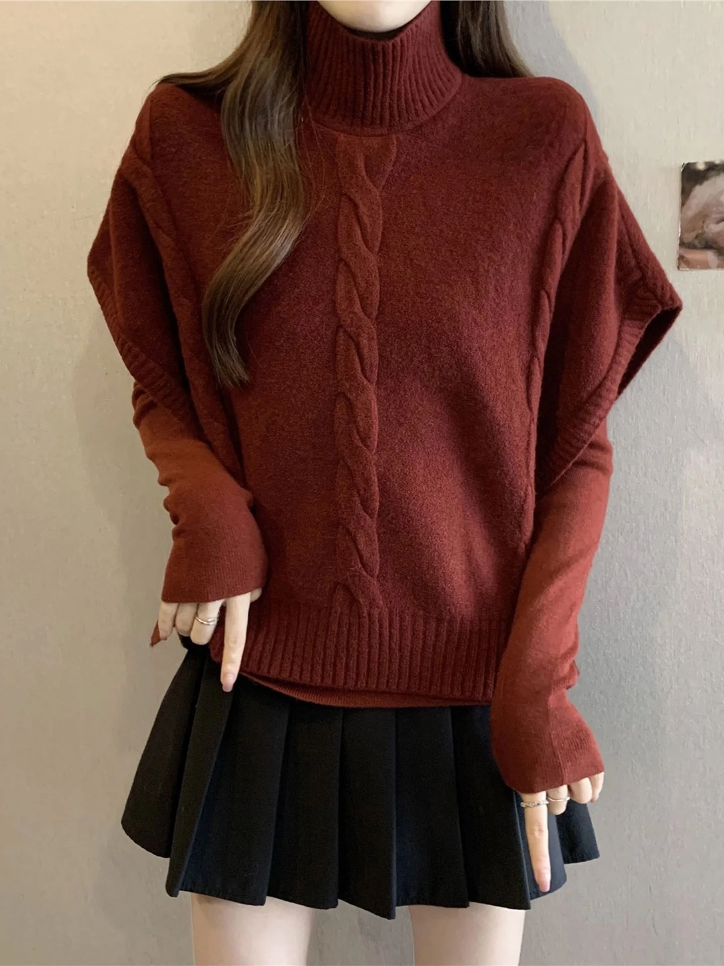 Korean Sle Lazy High Collar Cowl Ne Svel Vest Women's Autumn Winter Knitted Sweater Long Sve Two Piece Set Soft ...
Korean Sle Lazy High Collar Cowl Ne Svel Vest Women's Autumn Winter Knitted Sweater Long Sve Two Piece Set Soft ...