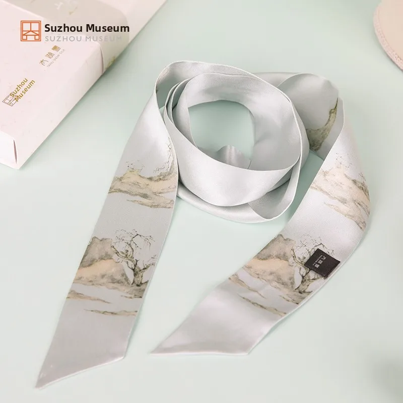 Suzhou Museum Taihu Snow Silk Scarf Women's Long Narrow Silk Tie Chinese Style Creative Gift Box Green Color Mother's Day Gift
Suzhou Museum Taihu Snow Silk Scarf Women's Long Narrow Silk Tie Chinese Style Creative Gift Box Green Color Mother's Day Gift