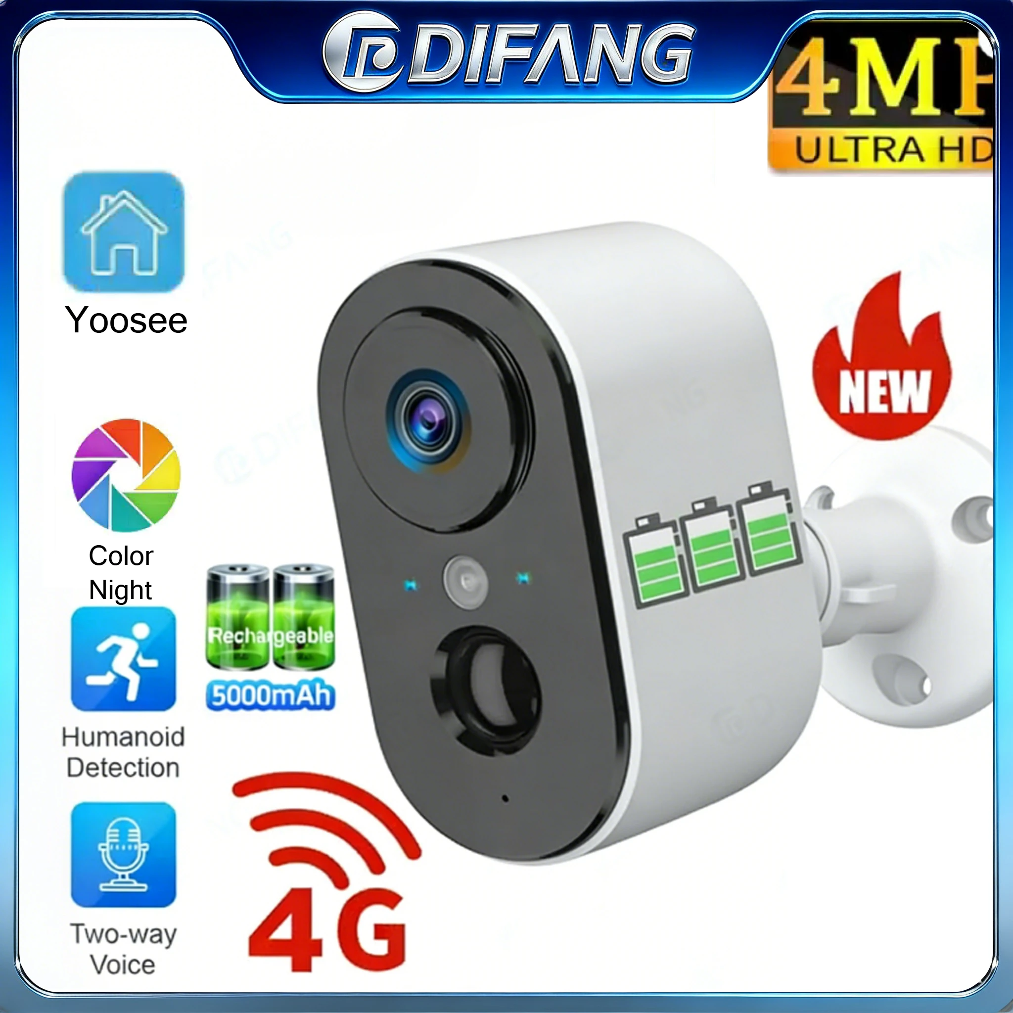 Yoosee 4G SIM Card Battery Camera 2K 5000mAh Mini Wireless Security Camera Outdoor IP CCTV Surveillance Yoosee Waterproof 4G Cam
Yoosee 4G SIM Card Battery Camera 2K 5000mAh Mini Wireless Security Camera Outdoor IP CCTV Surveillance Yoosee Waterproof 4G Cam