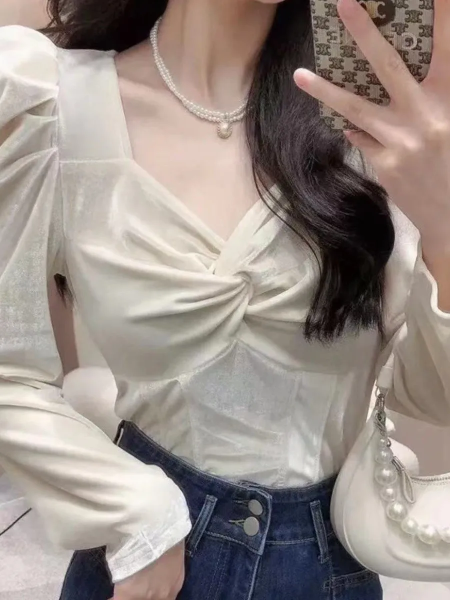 Бархатный топ Ele Long Sve с неровным узлом для женщин, Sli Slimming Bubble Sve Base irt, корейский Sle Co... 
Бархатный топ Ele Long Sve с неровным узлом для женщин, Sli Slimming Bubble Sve Base irt, корейский Sle Co...