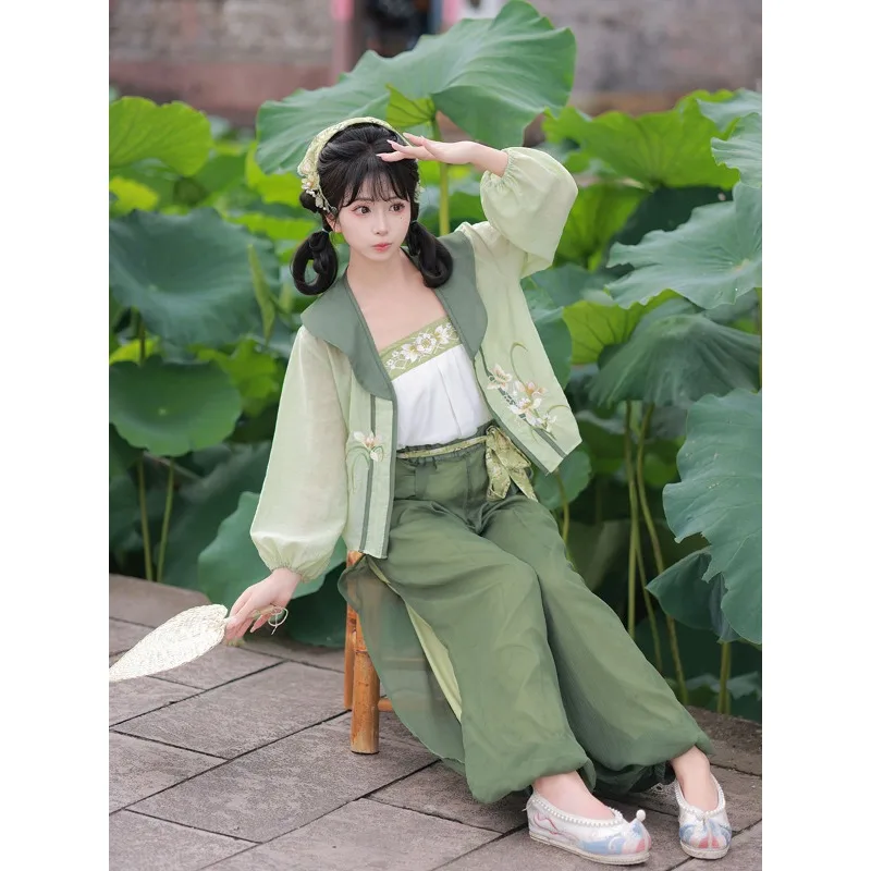 Chinese Style Improved Cardigan Embroidery Camisole Lantern Pants Set Spring Summer
Chinese Style Improved Cardigan Embroidery Camisole Lantern Pants Set Spring Summer