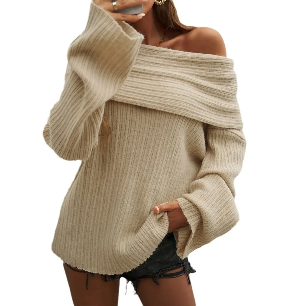 Kai Kuo Women's Solid Color Shoulder Horn Sleeve Sweater Casual Loose Socialite Style Autumn Winter Knitwear
Kai Kuo Women's Solid Color Shoulder Horn Sleeve Sweater Casual Loose Socialite Style Autumn Winter Knitwear