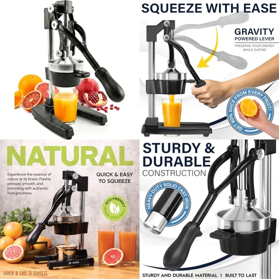 Ultra-Premium Cast Iron Juicer Extra-Large, Heavy Duty, Commercial Grade, Stainless Steel Manual Hand Press Citrus Squeezer For
Ultra-Premium Cast Iron Juicer Extra-Large, Heavy Duty, Commercial Grade, Stainless Steel Manual Hand Press Citrus Squeezer For
