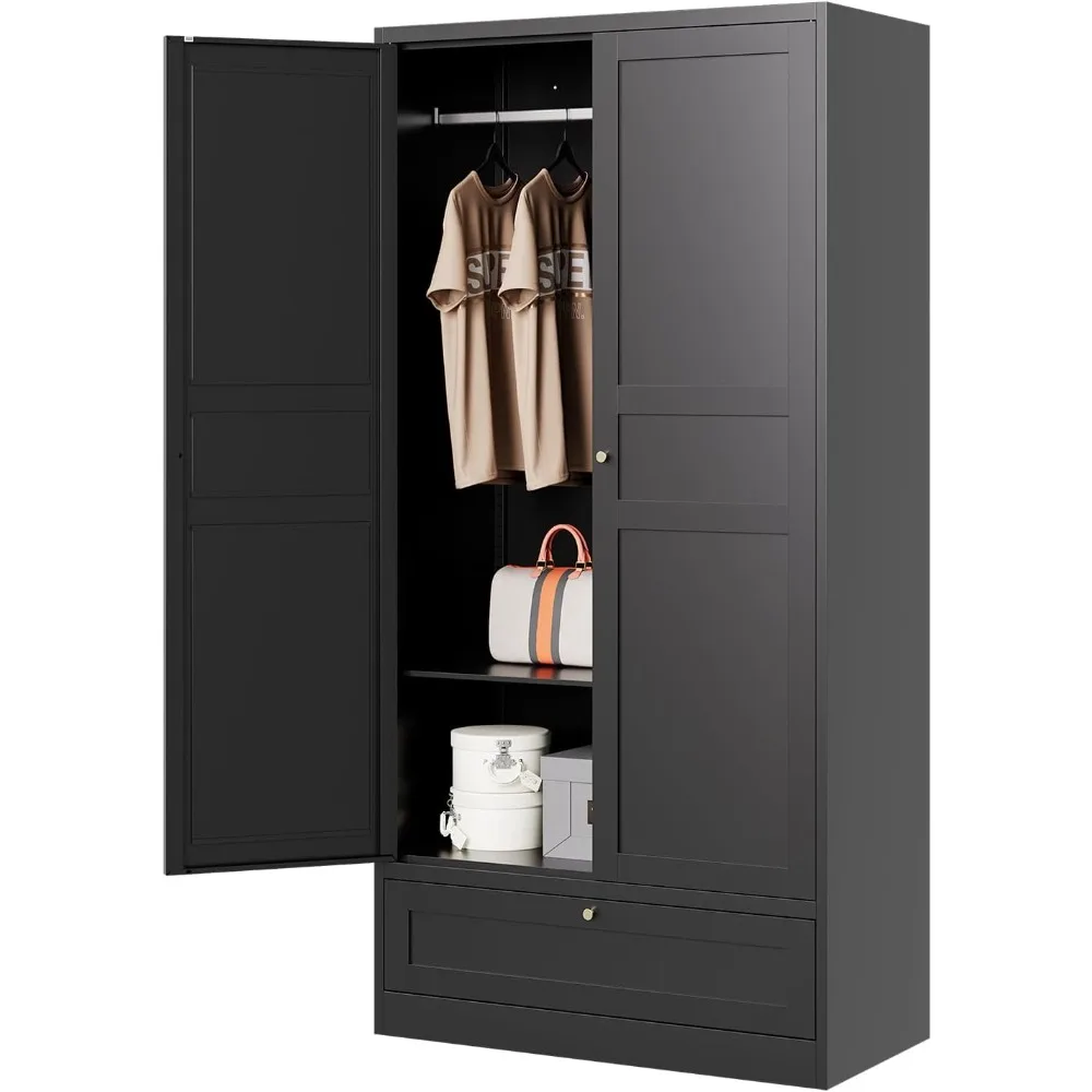 Wardrobe Closet,72 H Clothing Metal Storage Cabinet with Storage Drawer Adjustable Shelves and Hanging Rod,Bedroom Armoir
Wardrobe Closet,72 H Clothing Metal Storage Cabinet with Storage Drawer Adjustable Shelves and Hanging Rod,Bedroom Armoir