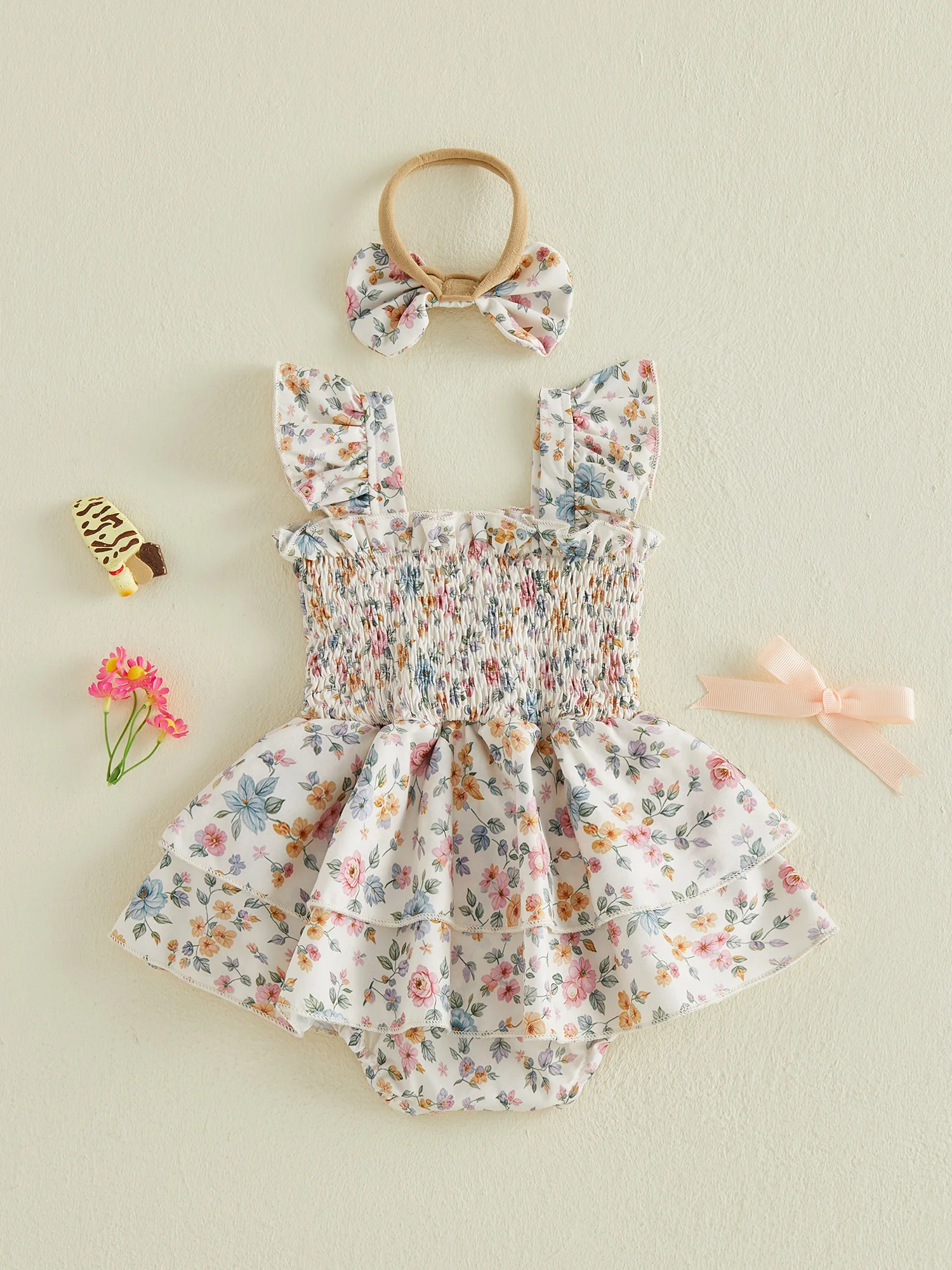 Toddler Girl 2-Piece Outfit Set Pink Polka Dot Ruffle Sleeve Square Neck Smocked Jumpsuit with Matching Bow Headband
Toddler Girl 2-Piece Outfit Set Pink Polka Dot Ruffle Sleeve Square Neck Smocked Jumpsuit with Matching Bow Headband