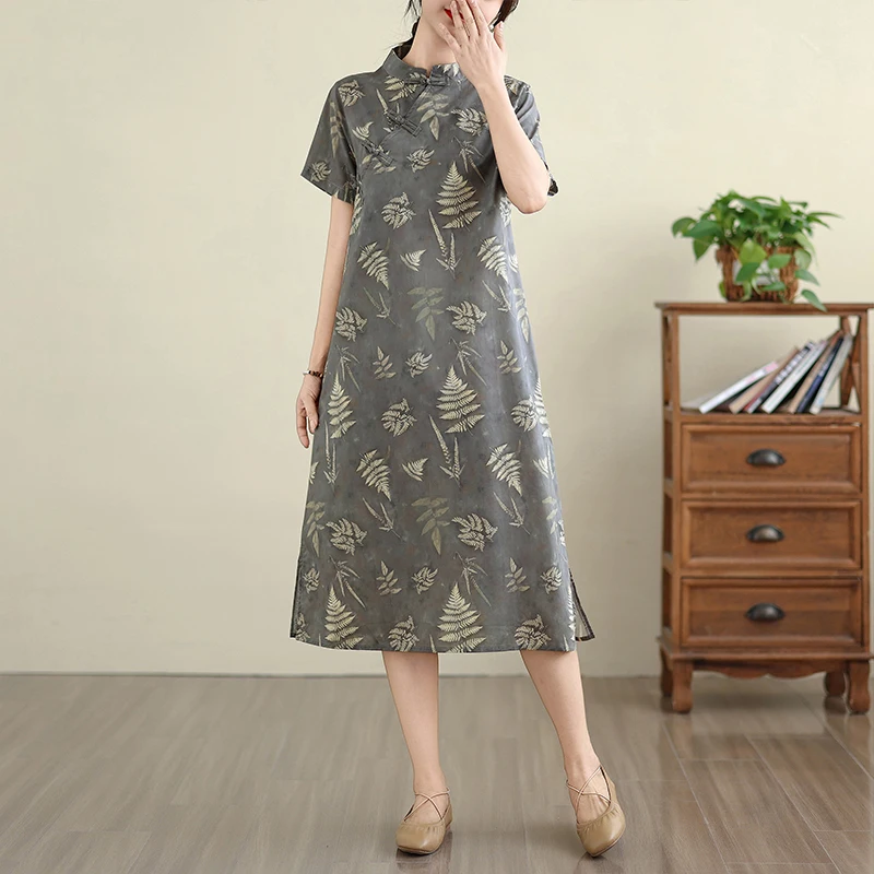 Retro Chinese Sle Loose Artistic Knee-Length Cotton Dr Long T Skirt with Side Slit Summer Regular Thin Printed
Retro Chinese Sle Loose Artistic Knee-Length Cotton Dr Long T Skirt with Side Slit Summer Regular Thin Printed
