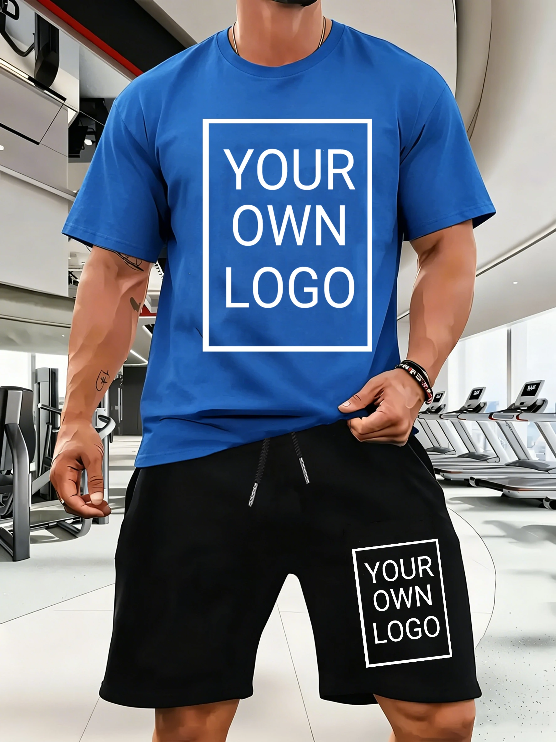 DIY Pattern Customized Logo Men's T-Shirt Suits Drawstring Summer Shorts Set Wide-Leg Black Pants O-Neck Cotton T Shirt
DIY Pattern Customized Logo Men's T-Shirt Suits Drawstring Summer Shorts Set Wide-Leg Black Pants O-Neck Cotton T Shirt