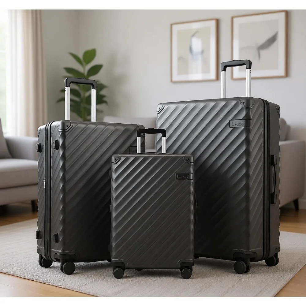 3 Piece Set Luggage with Spinner Wheels Expandable Hard Shell Suitcase (EX-Core, Charcoal Metallic, 3 Sets)
3 Piece Set Luggage with Spinner Wheels Expandable Hard Shell Suitcase (EX-Core, Charcoal Metallic, 3 Sets)