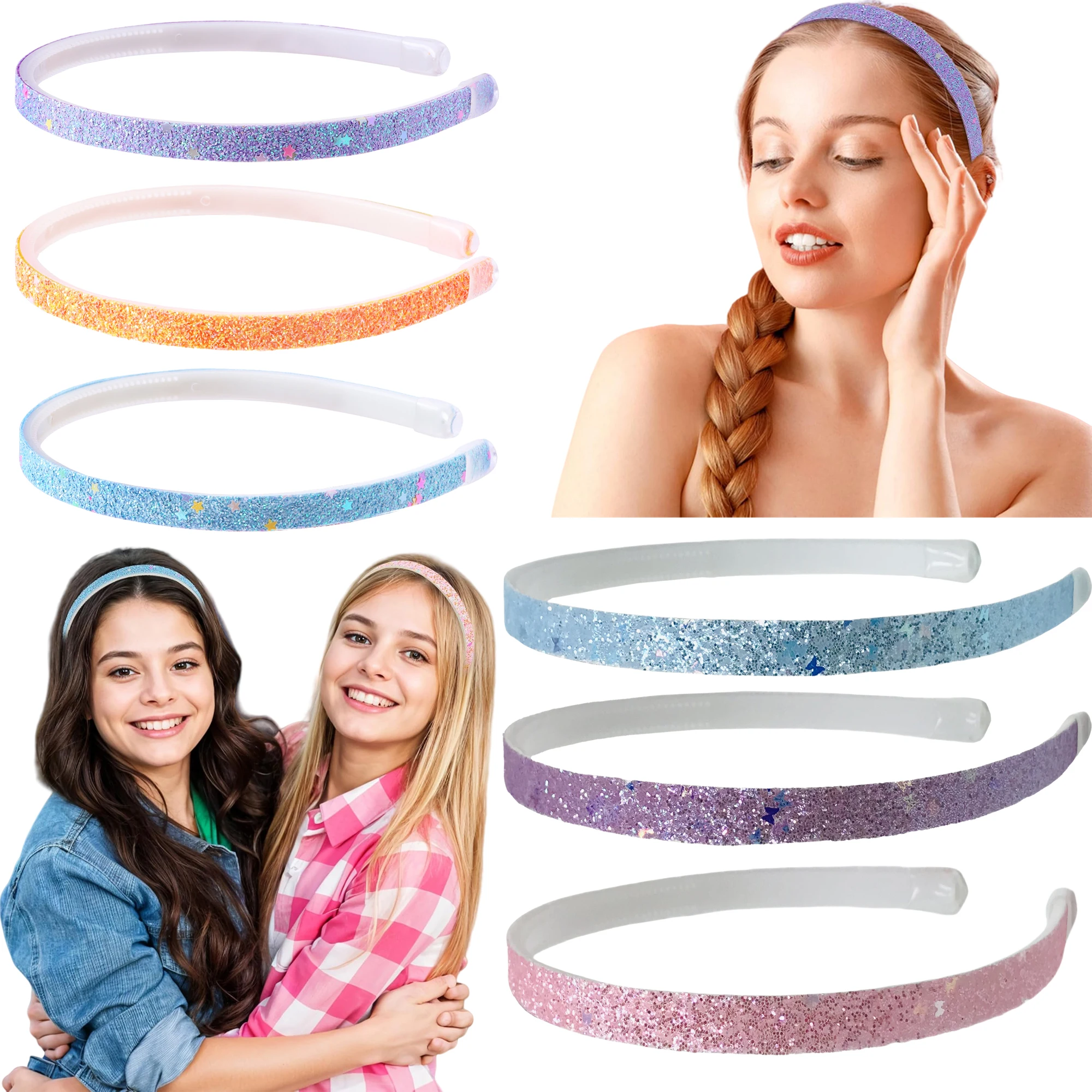10Pcs Star Butterfly Print Glitter Headbands Colorful Plastic Headbands with Teeth Sparkle Headbands for Girls and Women
10Pcs Star Butterfly Print Glitter Headbands Colorful Plastic Headbands with Teeth Sparkle Headbands for Girls and Women