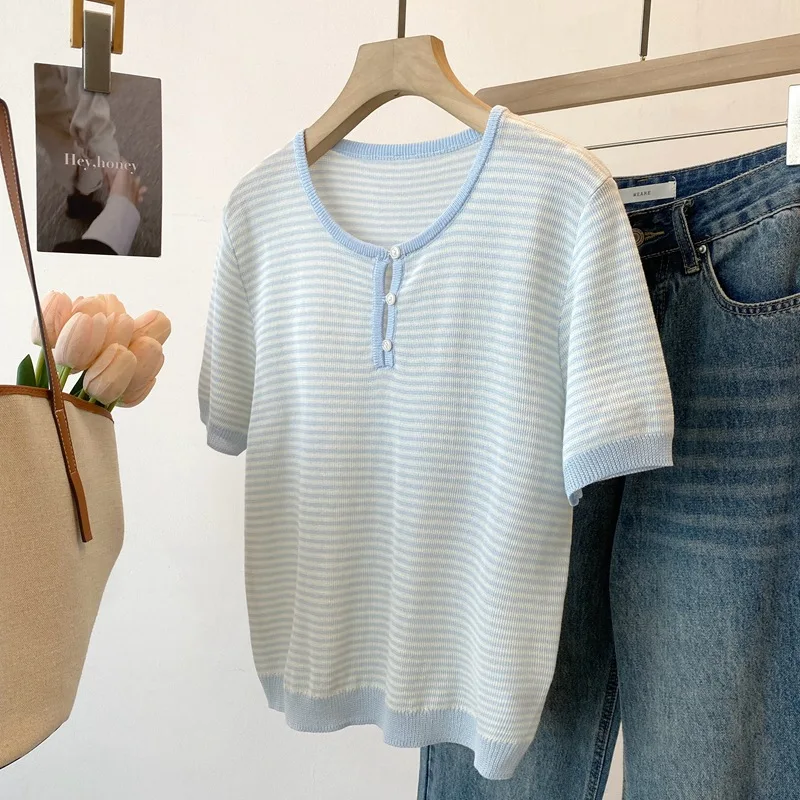 Dave&di 26 Summer New Product Half Open Chest Button Knitted Shirt Lanjing Lyocell Round Neck Short Sleeve Top
Dave&di 26 Summer New Product Half Open Chest Button Knitted Shirt Lanjing Lyocell Round Neck Short Sleeve Top
