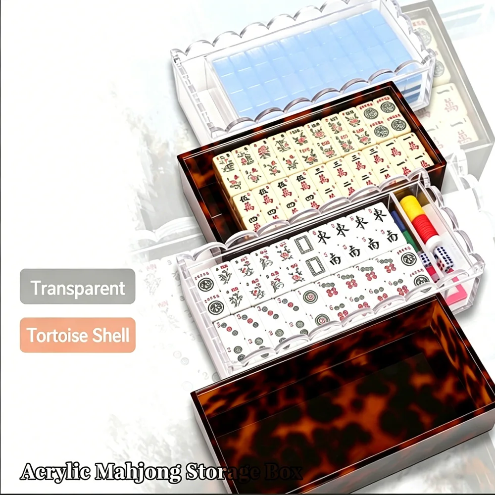 Thickened Transparent Tortoiseshell Acrylic Mahjong Storage Box Special Organizer for American Mahjong Tiles for Gathering Party
Thickened Transparent Tortoiseshell Acrylic Mahjong Storage Box Special Organizer for American Mahjong Tiles for Gathering Party
