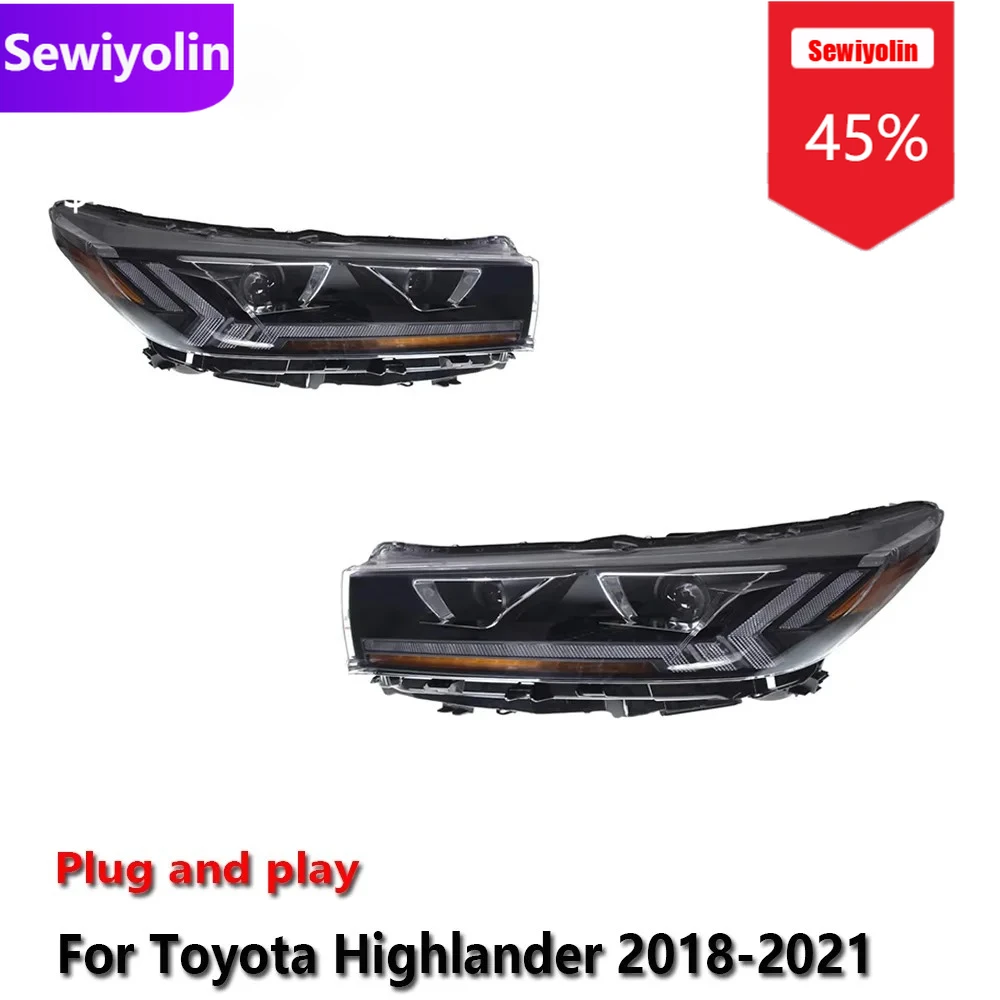 Автомобильные светодиодные фары DRL в сборе для Toyota Highlander 2018-2021, противотуманные фары DRL, стоп-сигнал поворота, Plug and Play
Автомобильные светодиодные фары DRL в сборе для Toyota Highlander 2018-2021, противотуманные фары DRL, стоп-сигнал поворота, Plug and Play