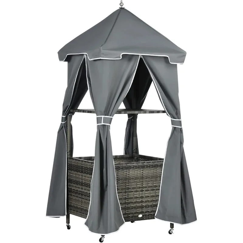 Outsunny Outdoor Towel Valet Caddy, Covered Poolside Towel Holder Rack, Basket, Rolling PE Rattan Wicker Storage on Wheels, Gray
Outsunny Outdoor Towel Valet Caddy, Covered Poolside Towel Holder Rack, Basket, Rolling PE Rattan Wicker Storage on Wheels, Gray