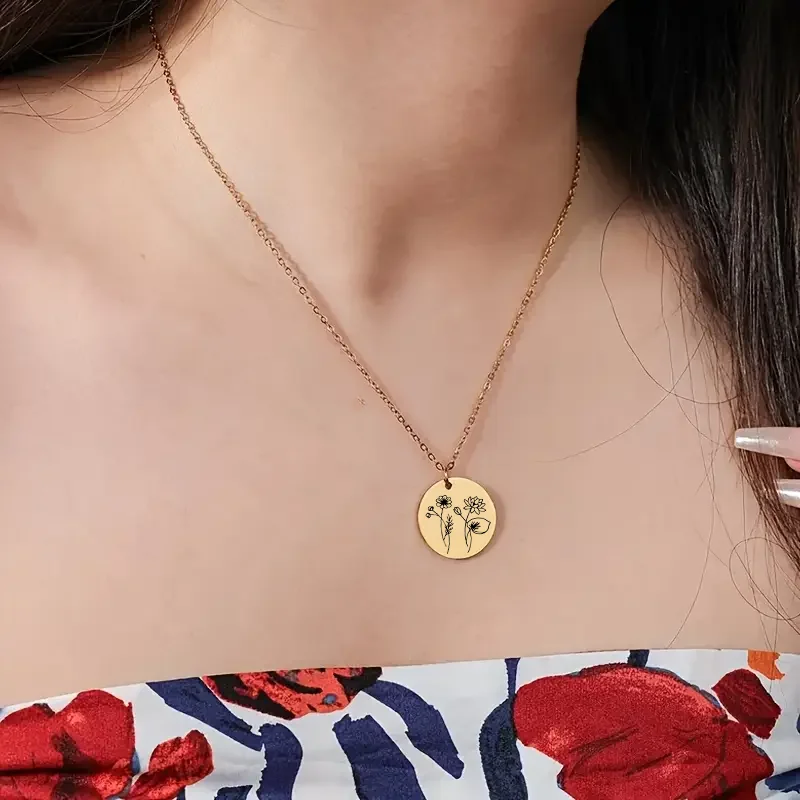 Custom Stainless Steel round Pendant Necklace Engraved Pattern Front/Text Back Women's Fashion Jewelry \Valentine's Day Gifts
Custom Stainless Steel round Pendant Necklace Engraved Pattern Front/Text Back Women's Fashion Jewelry \Valentine's Day Gifts