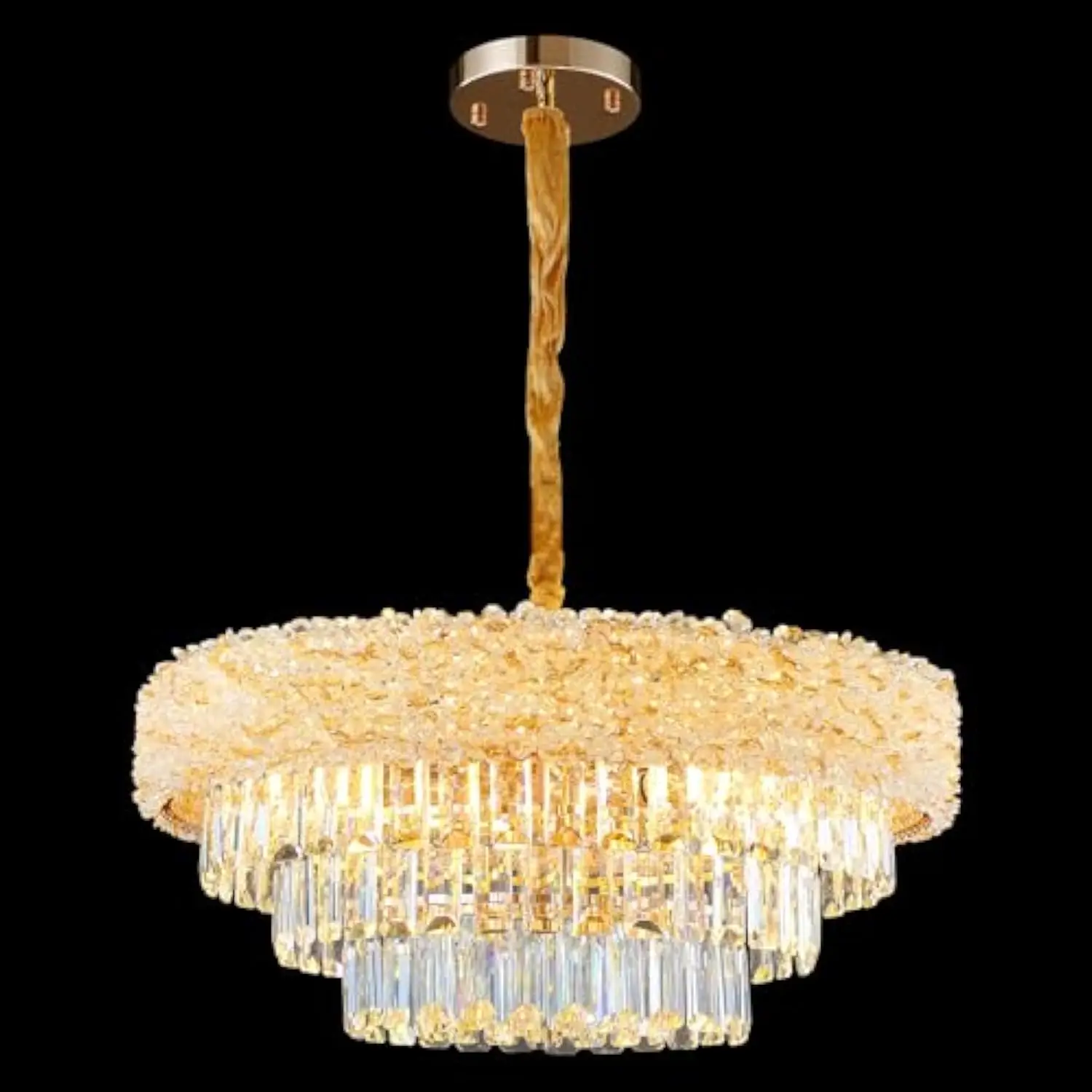 Modern Crystal Chandelier Gold Lights, 19.7 Inches 4-Tier K9 Ceiling Light Fixture Round Pendant Hanging Lamp Led Bulbs for Di
Modern Crystal Chandelier Gold Lights, 19.7 Inches 4-Tier K9 Ceiling Light Fixture Round Pendant Hanging Lamp Led Bulbs for Di