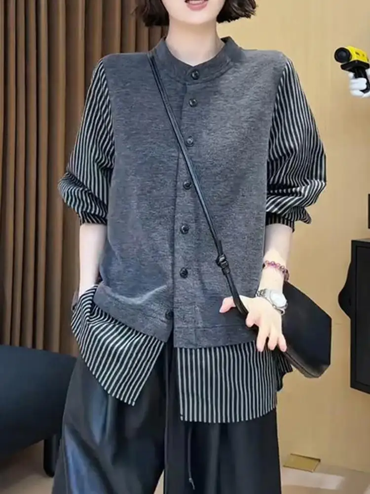 Korean Sle Color Blo Striped Long Sve Women's irt Autumn Faion Anti Aging Slimming Versatile Top Casual Loose Fit
Korean Sle Color Blo Striped Long Sve Women's irt Autumn Faion Anti Aging Slimming Versatile Top Casual Loose Fit