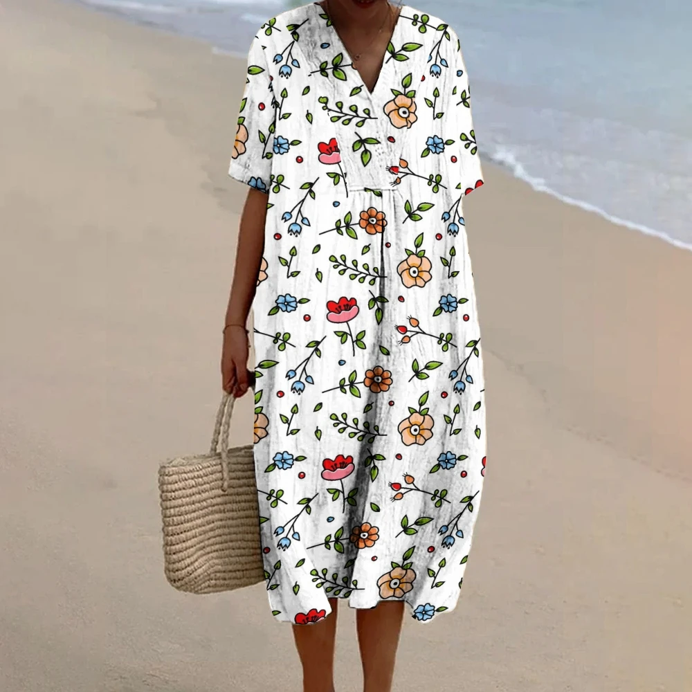 Cartoon Cute Flower Casual Dress Hand-Painted Kawaii Flower Print Mid-Length Skirt Ladies Breathable Holiday Casual Long Skirts
Cartoon Cute Flower Casual Dress Hand-Painted Kawaii Flower Print Mid-Length Skirt Ladies Breathable Holiday Casual Long Skirts