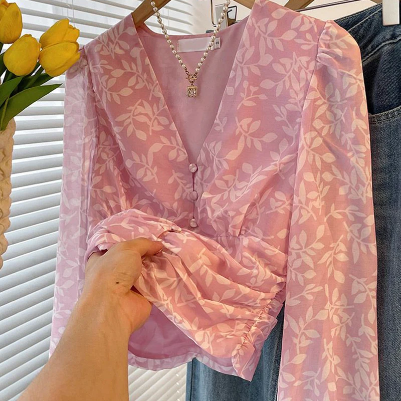 Women Spring Summer Fashion V-neck Puff Sleeve Printing Shirts Ladies Simplicity Office Lady All-match Trend Temperament Tops
Women Spring Summer Fashion V-neck Puff Sleeve Printing Shirts Ladies Simplicity Office Lady All-match Trend Temperament Tops