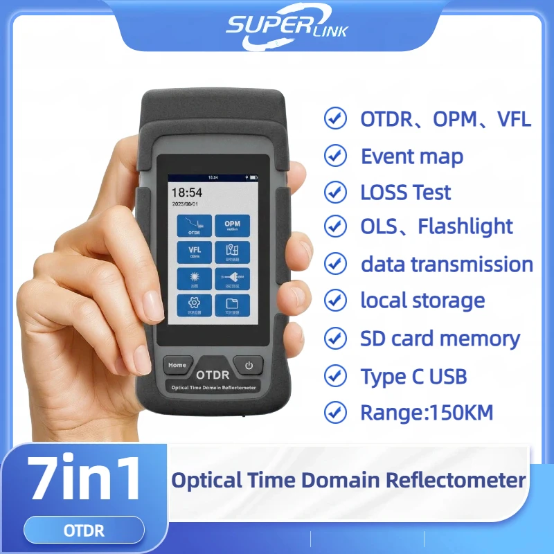 1500 7in1 OTDR,4 Capacitive Touch Screen,1.5m Short Dead Zone OPM 、VFL 、LS, Type-C, 15H Battery ,Range:150KM,ftth
1500 7in1 OTDR,4 Capacitive Touch Screen,1.5m Short Dead Zone OPM 、VFL 、LS, Type-C, 15H Battery ,Range:150KM,ftth