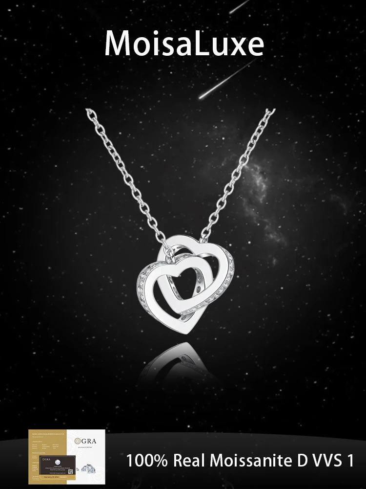MoisaLuxe Official Store Moissanite Plata Sterling 925 Silver Fashion Jewelry Gift Double Heart Style Pendant Necklace For Women
MoisaLuxe Official Store Moissanite Plata Sterling 925 Silver Fashion Jewelry Gift Double Heart Style Pendant Necklace For Women