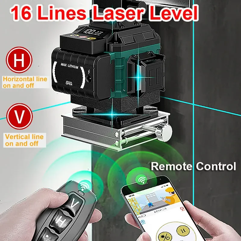 16 Lines Professional Laser Level 4D Horizontal Vertical Green Laser Automatic 360°Self-Leveling Nivel Laser Building Tools
16 Lines Professional Laser Level 4D Horizontal Vertical Green Laser Automatic 360°Self-Leveling Nivel Laser Building Tools