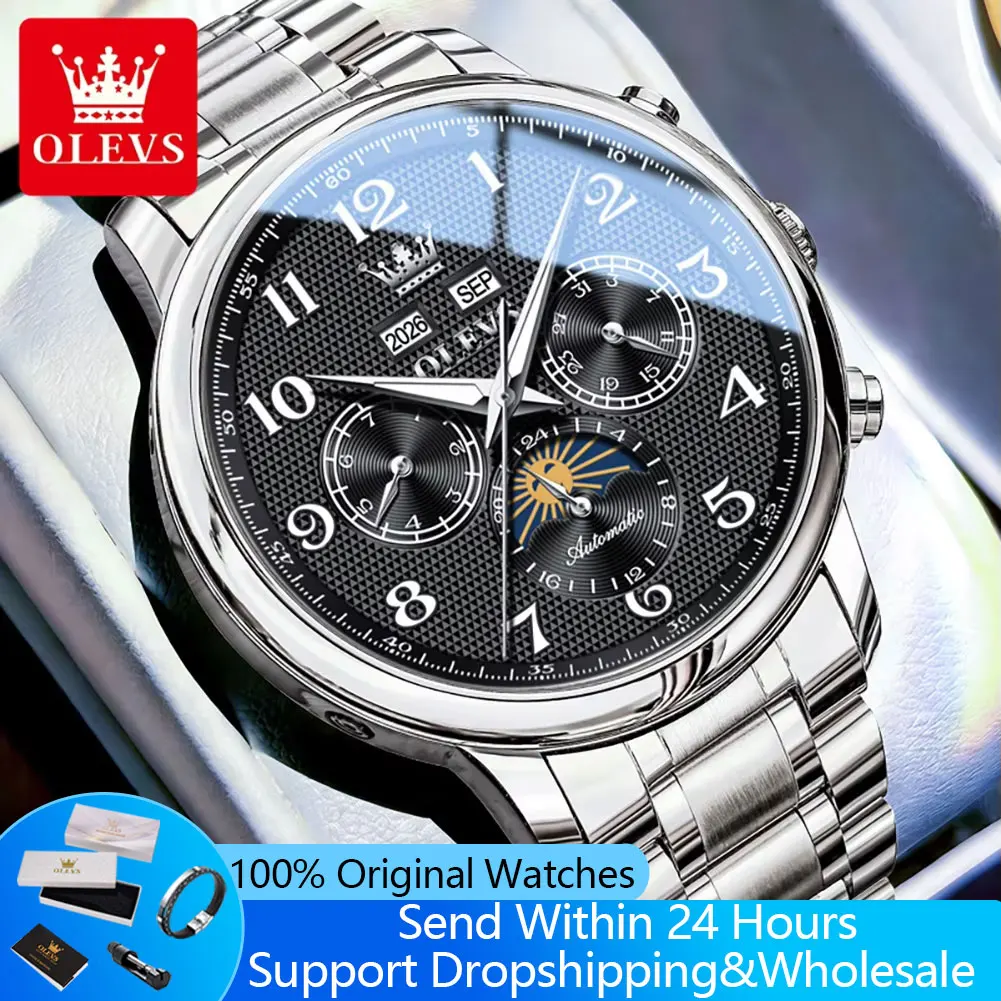 OLEVS 7126 New Moon Phase Man Watch Fashion Digital Dial Multi-functional Perpetual Calendar Automatic Mechanical Men's Watches
OLEVS 7126 New Moon Phase Man Watch Fashion Digital Dial Multi-functional Perpetual Calendar Automatic Mechanical Men's Watches