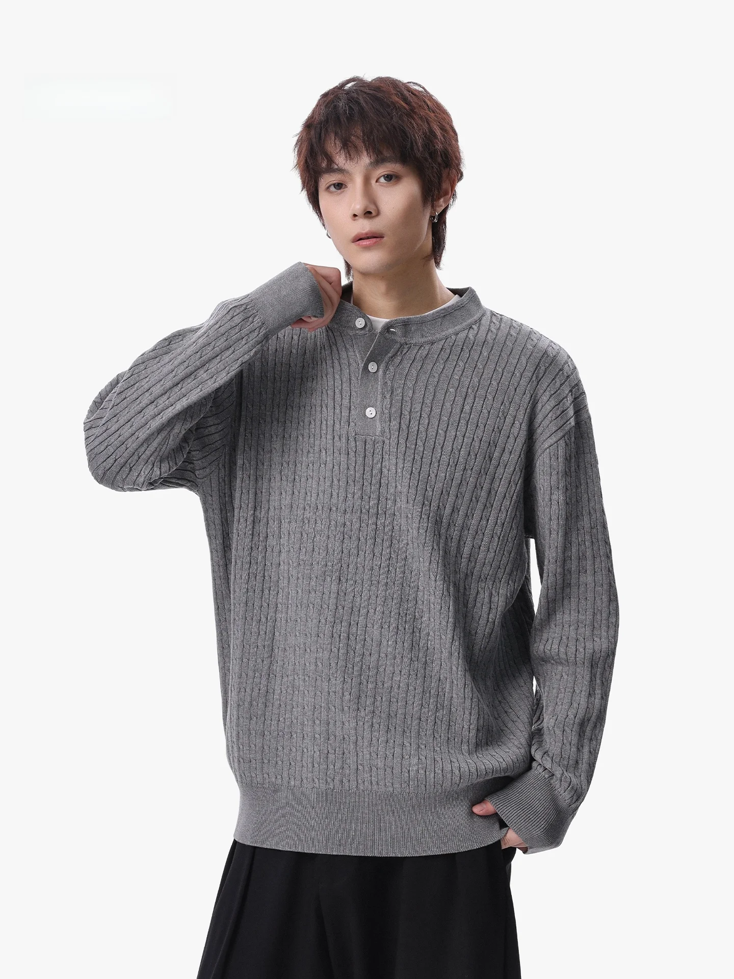 Men's Knitted Henley Ne Sweater Autumn Winter Casual Sle Inner Wear Twist Knit Soft Polyester Fiber Long Sve Top
Men's Knitted Henley Ne Sweater Autumn Winter Casual Sle Inner Wear Twist Knit Soft Polyester Fiber Long Sve Top