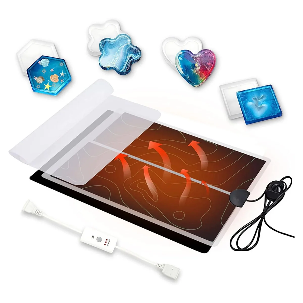 Resin Heating Mat, Epoxy Resin Curing Machine with Timer, Fast Hardening in 2 Hours, with Silicone Mat, for DIY US Plug
Resin Heating Mat, Epoxy Resin Curing Machine with Timer, Fast Hardening in 2 Hours, with Silicone Mat, for DIY US Plug