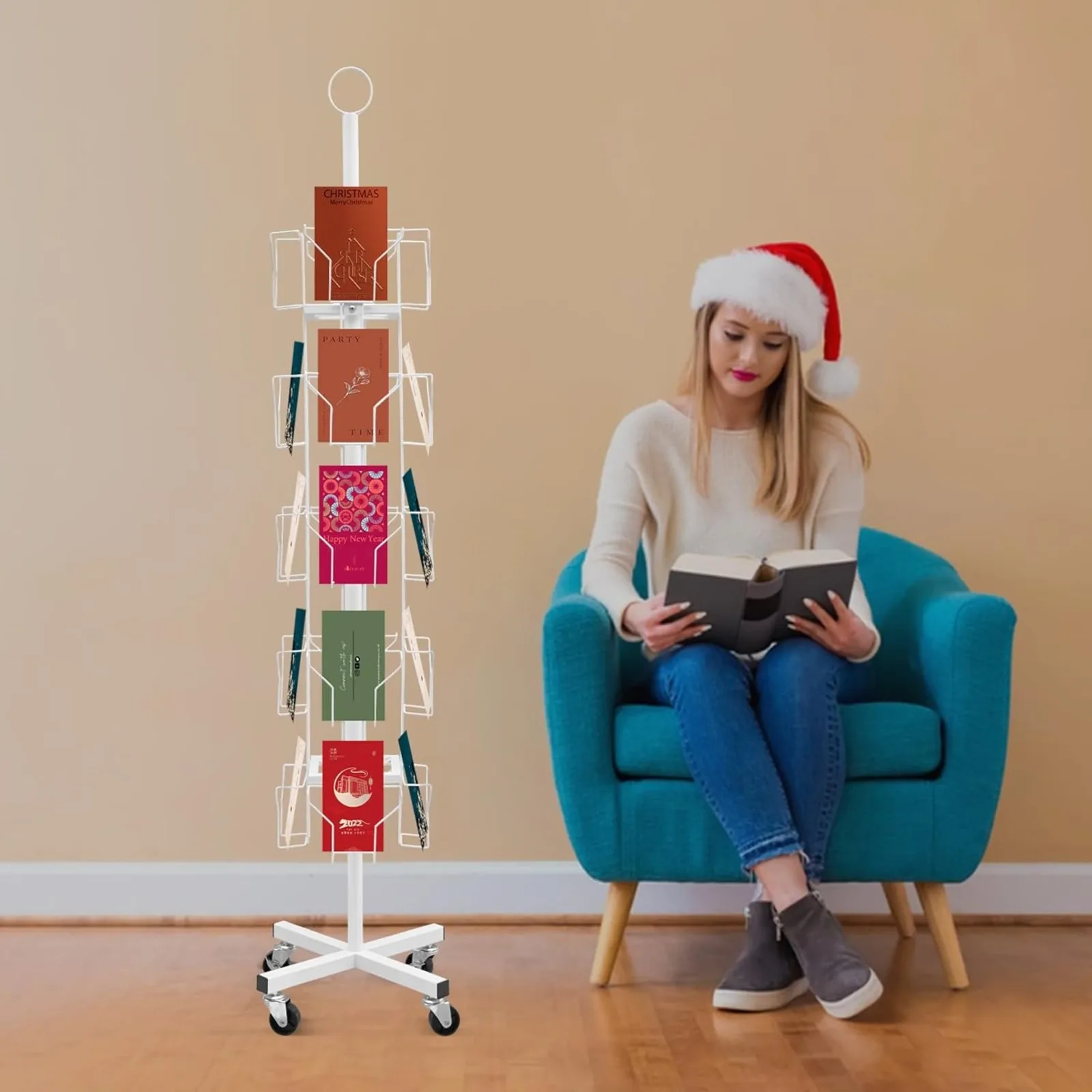 Greeting Card Display Stand, 20 Card Pockets White Postcard Display Stand Rotating for Postcards, Brochures, and Greeting Cards
Greeting Card Display Stand, 20 Card Pockets White Postcard Display Stand Rotating for Postcards, Brochures, and Greeting Cards