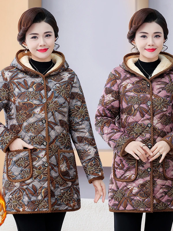 Thiened Fce Cotton Jaet for Middle-Aged And ly Women Sli Warm Large Size Printed Mom Winter Clothes Coat
Thiened Fce Cotton Jaet for Middle-Aged And ly Women Sli Warm Large Size Printed Mom Winter Clothes Coat