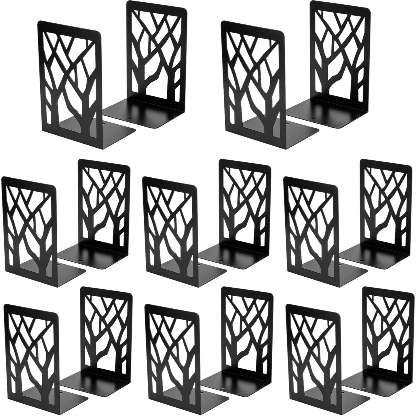 Tree Design Book Ends for Shelves, Heavy Duty Metal Book Stopper with Anti-Slip Pads, 8 Pair/16 Pieces, Black, 7x4.7x3.5 Inch
Tree Design Book Ends for Shelves, Heavy Duty Metal Book Stopper with Anti-Slip Pads, 8 Pair/16 Pieces, Black, 7x4.7x3.5 Inch