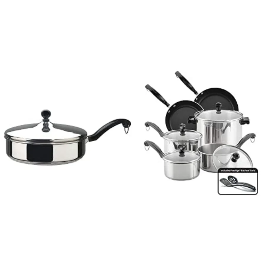 Классическая посуда Farberware, набор кастрюль и сковородок из нержавеющей стали, 15 предметов, серебро 50049, классическая сковорода для соуса из нержавеющей стали с
Классическая посуда Farberware, набор кастрюль и сковородок из нержавеющей стали, 15 предметов, серебро 50049, классическая сковорода для соуса из нержавеющей стали с