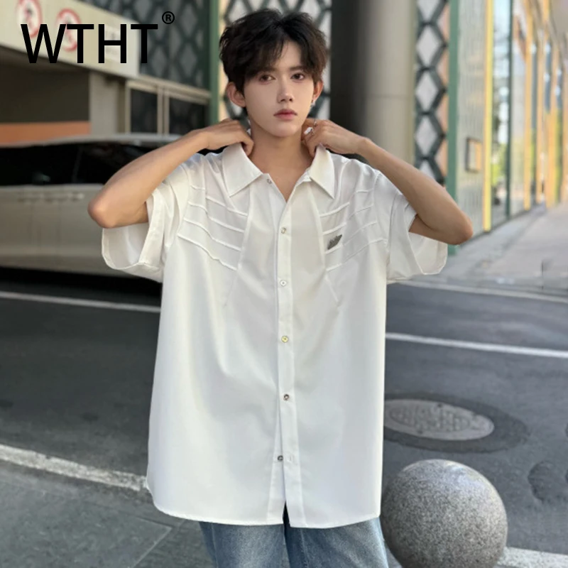 WTHT Fashion Men's Solid Color Pleated Patchwork Shirts Trendy 2025 Summer Short Sleeves Lapel Single-breasted Tops Male 2A1285
WTHT Fashion Men's Solid Color Pleated Patchwork Shirts Trendy 2025 Summer Short Sleeves Lapel Single-breasted Tops Male 2A1285