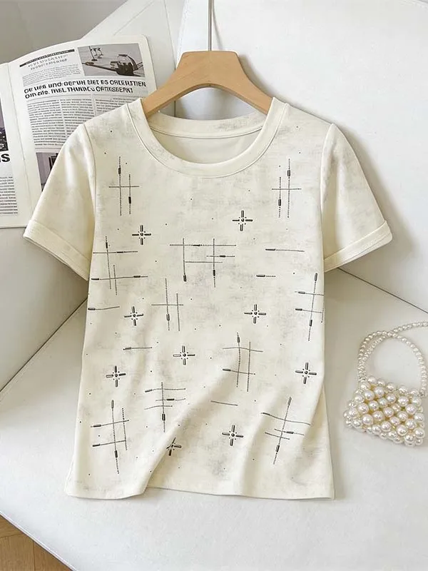 Fashionable Young Looking Short Sleeve T-Shirt Women's plus Size Summer Clothes Glitter Design High Fashion Korean Style Top
Fashionable Young Looking Short Sleeve T-Shirt Women's plus Size Summer Clothes Glitter Design High Fashion Korean Style Top