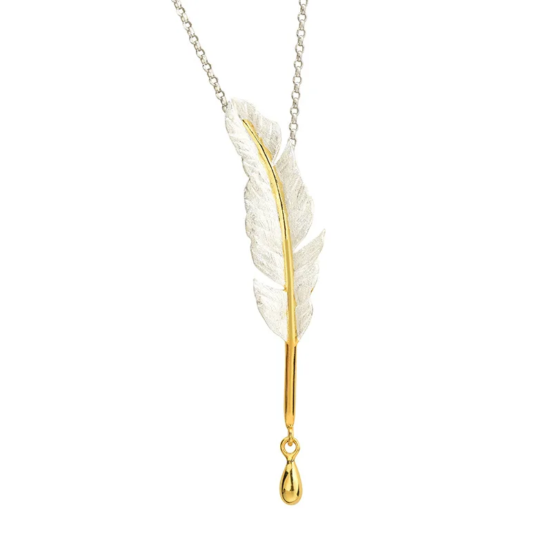 Titanium steel one-stroke light book necklace, female ink drop quill pen necklace, feather water drop pendant, leaf
Titanium steel one-stroke light book necklace, female ink drop quill pen necklace, feather water drop pendant, leaf