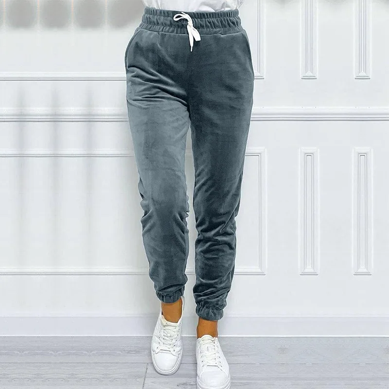 Women's Fashion Velvet Slim Fit Drawstring Pants Autumn Winter New Sports Pants Women's Casual Elastic Mid Waist Solid Bloomers
Women's Fashion Velvet Slim Fit Drawstring Pants Autumn Winter New Sports Pants Women's Casual Elastic Mid Waist Solid Bloomers