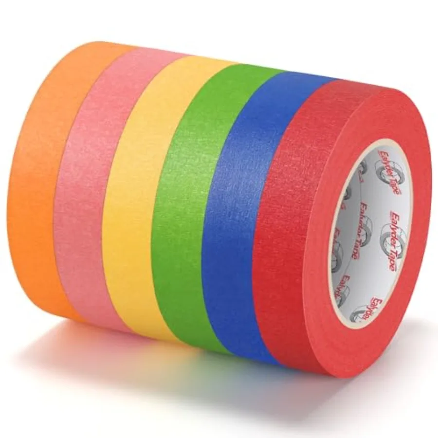 6 Rolls Colored Masking Tape - Rainbow Color, 0.94-Inch x 60-Yard Colorful Craft Tape, Painters Tape Great for Crafts, Art, Lab
6 Rolls Colored Masking Tape - Rainbow Color, 0.94-Inch x 60-Yard Colorful Craft Tape, Painters Tape Great for Crafts, Art, Lab