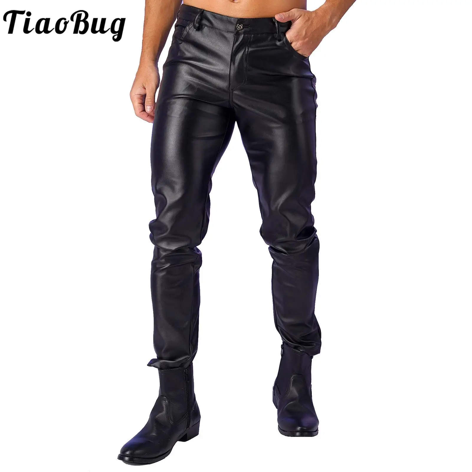 Mens Stylish Latex Leather Pants Skinny Motorcycle Style Long Pants Gothic Tight Trousers for Club Rock Stage Performance Males
Mens Stylish Latex Leather Pants Skinny Motorcycle Style Long Pants Gothic Tight Trousers for Club Rock Stage Performance Males