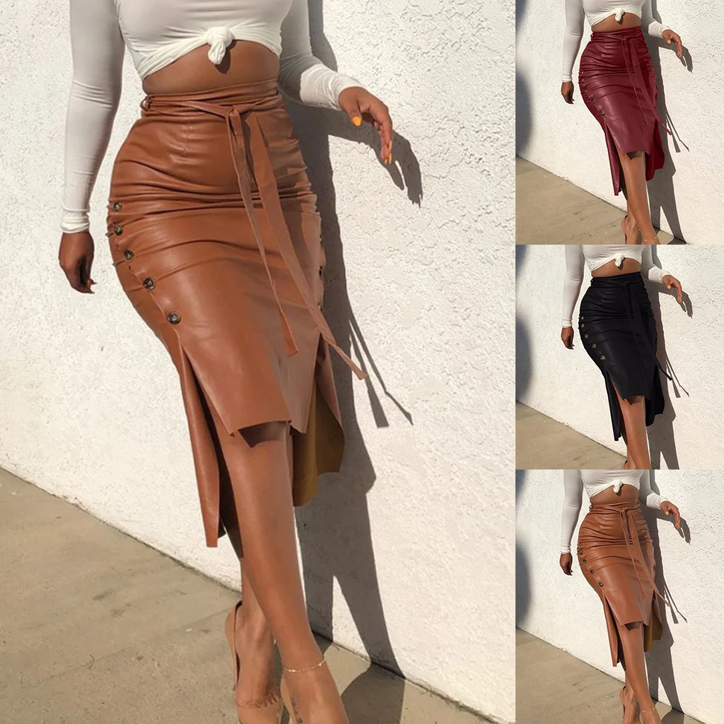 2023 Fashion Women's Midi Skirt Slim Cut Leather Skirt Belt Solid Color Button Pencil Skirt Stretch Wrap Hip Skirt 3 Colors
2023 Fashion Women's Midi Skirt Slim Cut Leather Skirt Belt Solid Color Button Pencil Skirt Stretch Wrap Hip Skirt 3 Colors