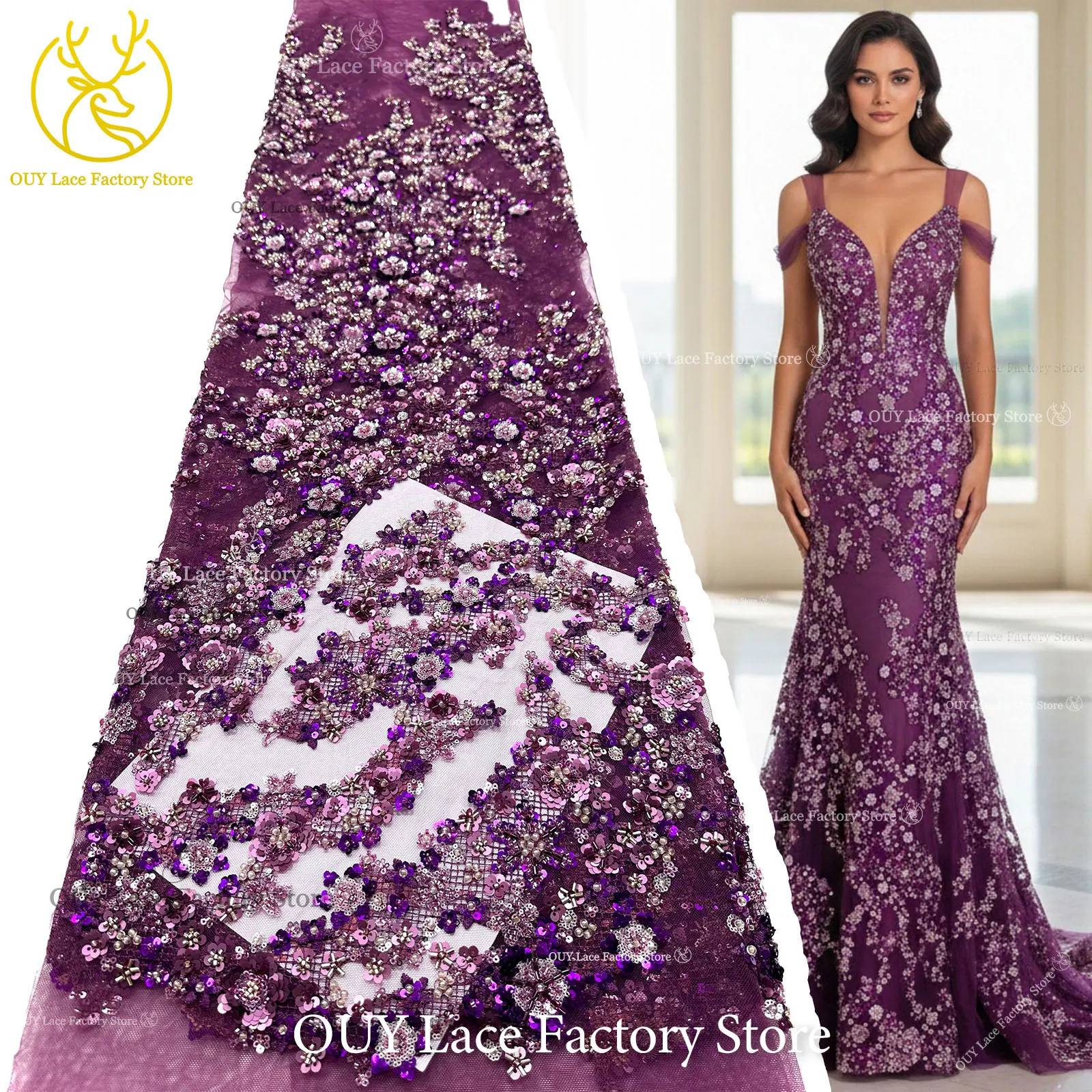 5 Yards African Sequins Beaded Lace Fabric 2026 New Style Nigerian Groom Embroidery Tulle Lace For Bridal Wedding Dress Sewing
5 Yards African Sequins Beaded Lace Fabric 2026 New Style Nigerian Groom Embroidery Tulle Lace For Bridal Wedding Dress Sewing